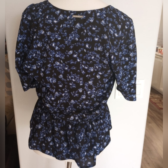 Michael Kors Peplum Royal Black Blue  Blouse - Picture 6 of 6